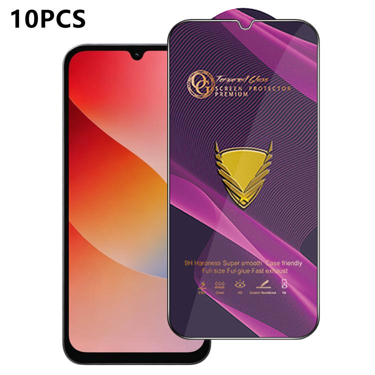 For Redmi 15a 5G 10pcs OG Purple Large-Arc Anti-Static High-Alumina Screen-Printed HD Tempered Glass Film