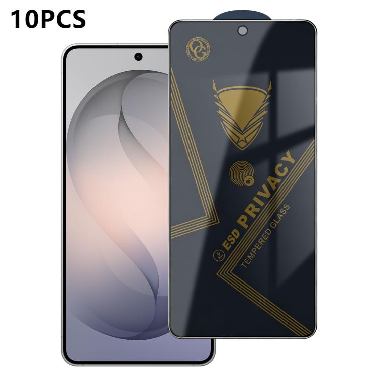 For Galaxy S26 5G 10pcs OG Golden Armor Anti-Static High-Aluminium Screen-Printed Privacy Tempered Glass Film