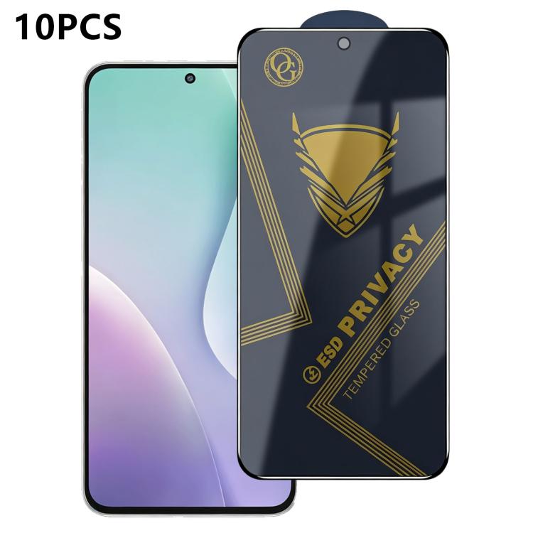 For Galaxy M56 5G 10pcs OG Golden Armor Anti-Static High-Aluminium Screen-Printed Privacy Tempered Glass Film