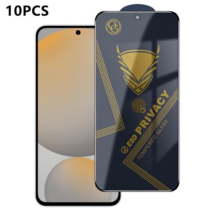 For Galaxy S24 FE 5G 10pcs OG Golden Armor Anti-Static High-Aluminium Screen-Printed Privacy Tempered Glass Film