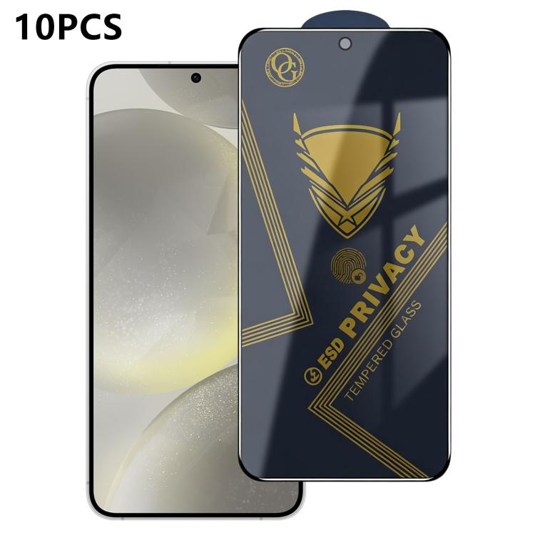 For Galaxy S24 5G 10pcs OG Golden Armor Anti-Static High-Aluminium Screen-Printed Privacy Tempered Glass Film