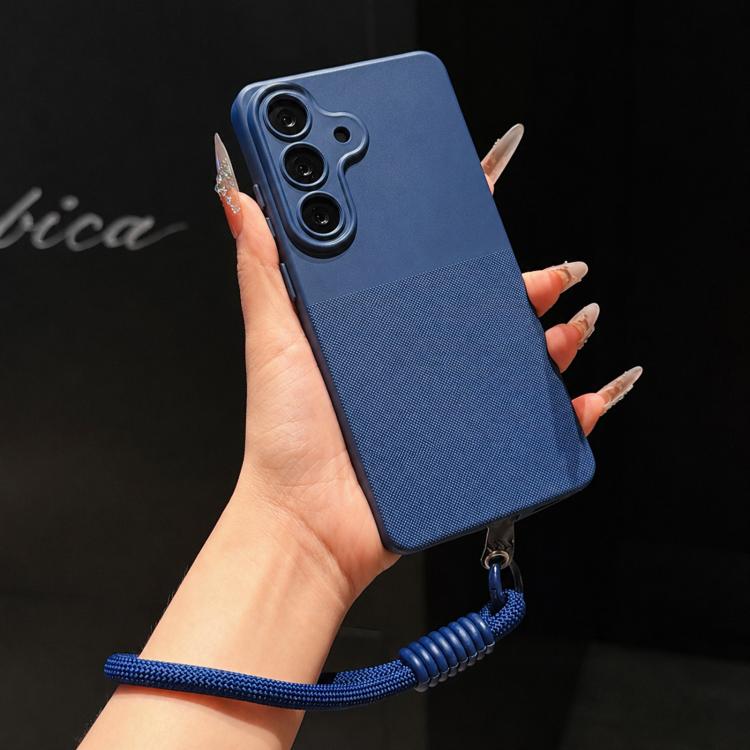 

For Galaxy S26+ 5G Imitation Dot-texture TPU Phone Case with Strap(Blue)