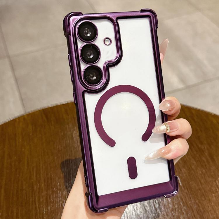 

For Galaxy S25+ 5G Electroplated Matte Acrylic Magnetic Phone Case(Purple)