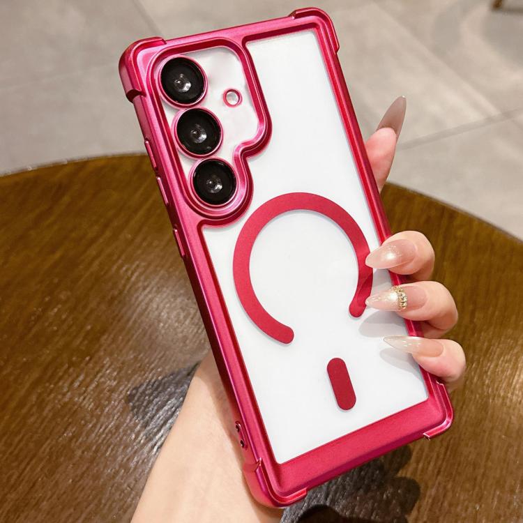 For Galaxy S24 5G Electroplated Matte Acrylic Magnetic Phone Case(Red)