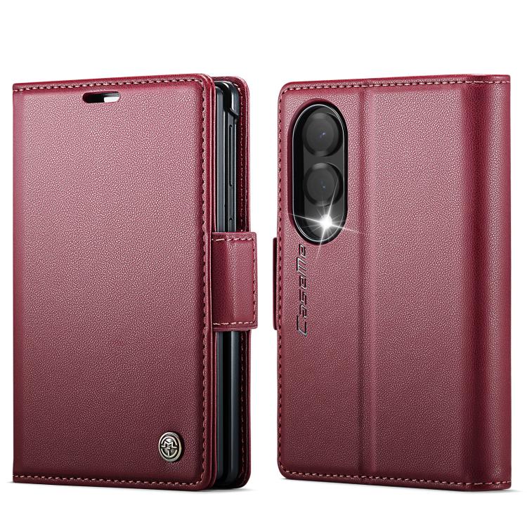 

For Galaxy Z Fold8 5G CaseMe 023 Butterfly Buckle Litchi Texture RFID Anti-theft Leather Phone Case(Red)