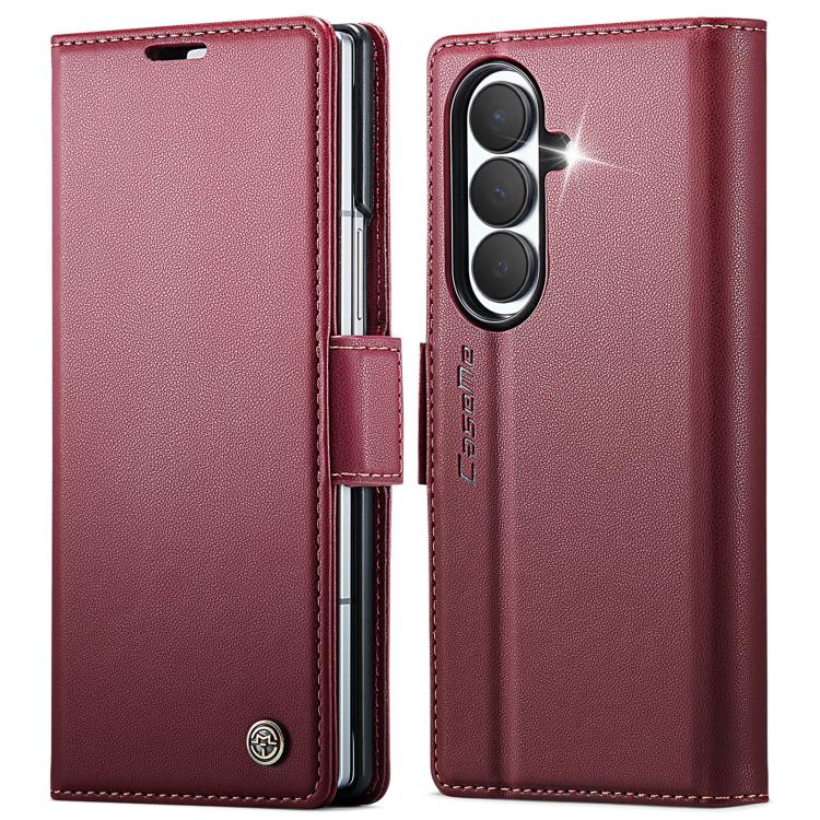 For Galaxy Z Fold8 Ultra 5G CaseMe 023 Butterfly Buckle Litchi Texture RFID Anti-theft Leather Phone Case(Red)
