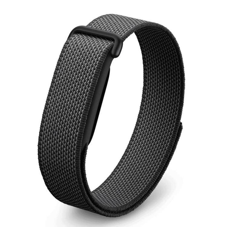 For Google Fitbit Air Metal Connector Nylon Loop Hook and Loop Fastener Watch Band(Black)