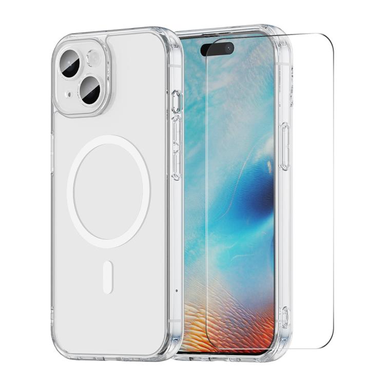 For iPhone 16 Plus ENKAY Hat-Prince Magnetic Matte Translucent Phone Case with Large Arc Film(Transparent)