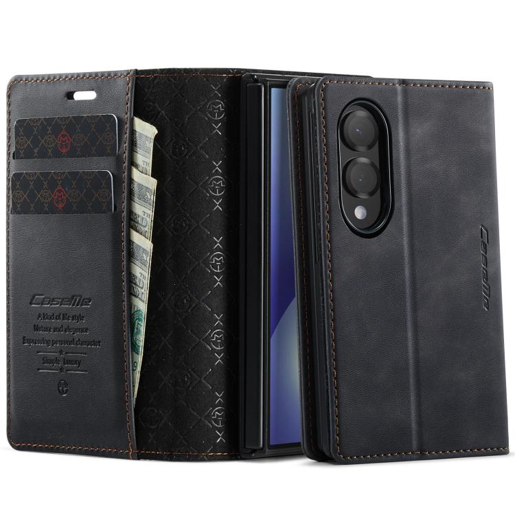 For Galaxy Z Fold8 5G CaseMe 033 Calf Leather Lining Microfibre RFID Blocking Phone Case(Black)