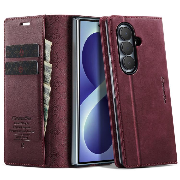 For Galaxy Z Fold8 Ultra 5G CaseMe 033 Calf Leather Lining Microfibre RFID Blocking Phone Case(Red)
