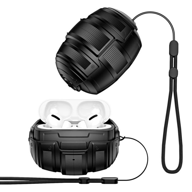 For AirPods Pro 3 Interstellar Space Capsule Mech Earphone Case with Wrist Strap(Black)