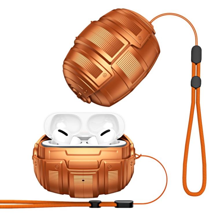 For AirPods Pro 2 / Pro Interstellar Space Capsule Mech Earphone Case with Wrist Strap(Orange)
