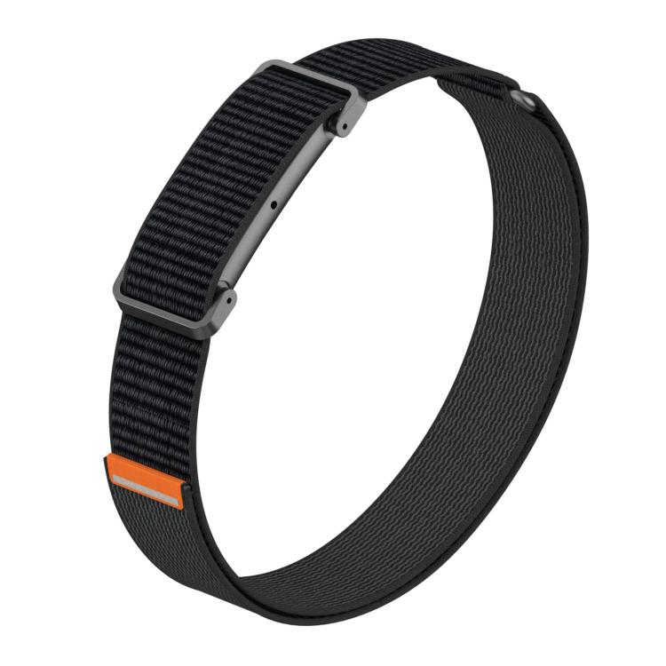 For Google Fitbit Air Adjustable Metal Shell Hybrid Nylon Hook and Loop Fastener Arm Band(Midnight Black)