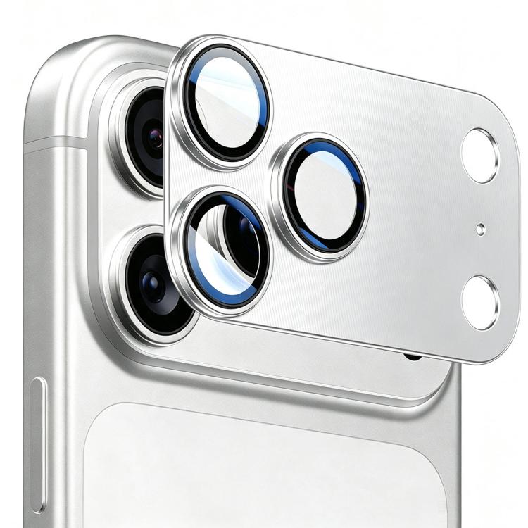 For iPhone 18 Pro Max ENKAY CD Texture Aluminium Alloy Tempered Glass Lens Cover Film(Silver)
