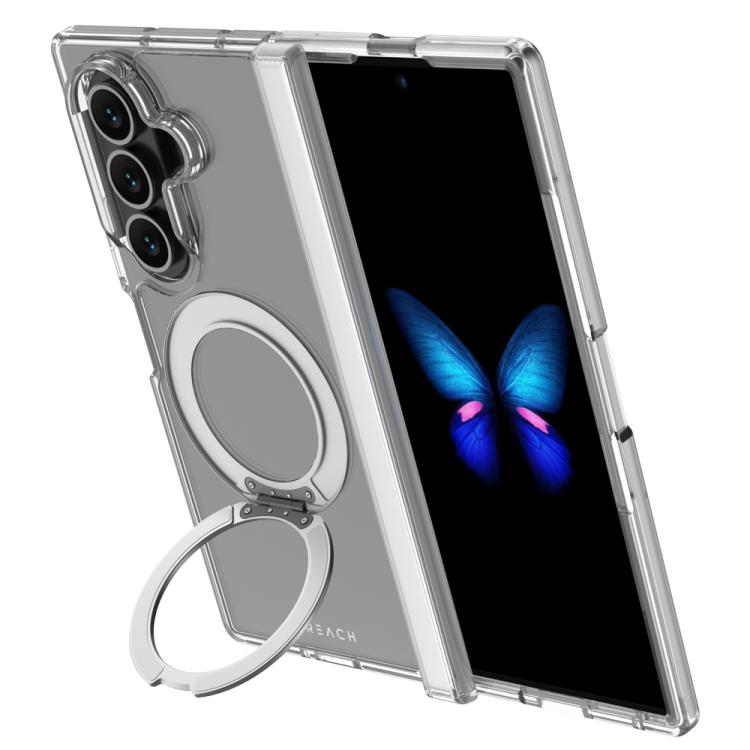 For Galaxy Z Fold8 Ultra 5G LeReach TOC Crystal Series Armor Rotation Holder Magnetic Phone Case(Transparent)