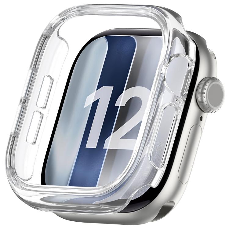 For Apple Watch Series 12 Aluminum / Titanium 46mm Half Coverage Hollow PC Watch Protective Case(Transparent)
