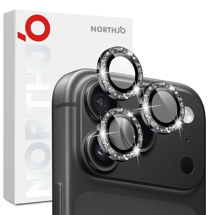 For iPhone 18 Pro / 18 Pro Max NORTHJO 1 Set Camera Lens Protector Glitter Metal Ring Film(Black)