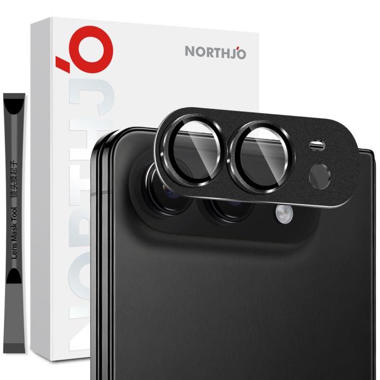 For iPhone Duo NORTHJO Matte Camera Lens Metal Protector Tempered Glass Rear Lens Film(Black)