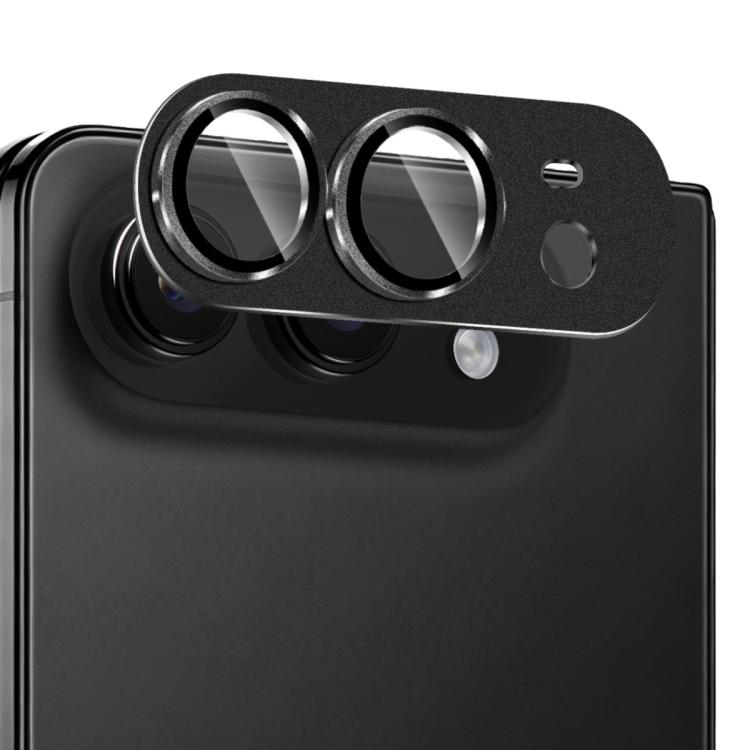 For iPhone Duo ENKAY Anti-reflection Camera Lens Frosted Armor Aluminium Alloy Tempered Glass Film(Black)