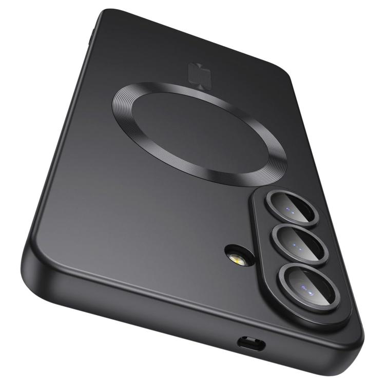 For Galaxy S25 FE 5G Ultra thin Metallic TPU MagSafe Phone Case with Lens Film(Black)