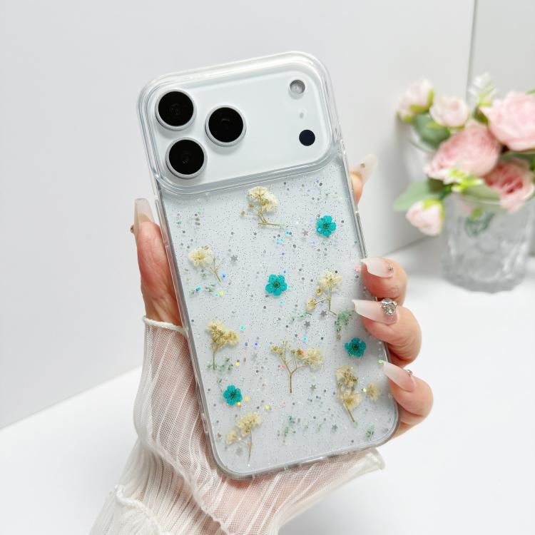 For iPhone 17 Pro Gypsophila Flowers Pattern TPU Protective Phone Case(Green)