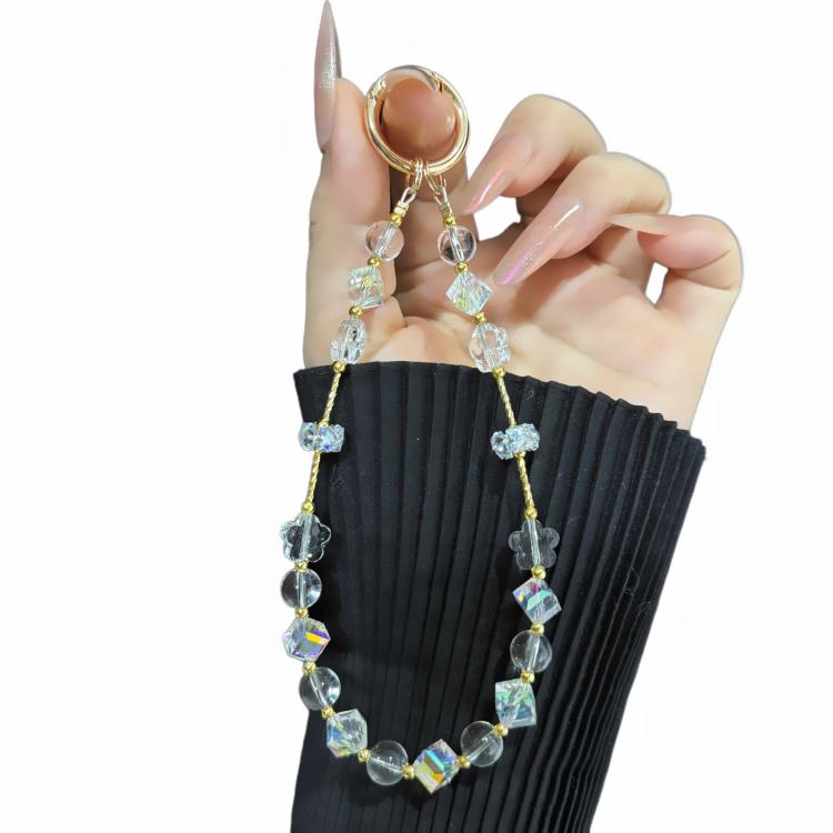 Multi-Color Faceted Square Crystal Phone Chain(White)