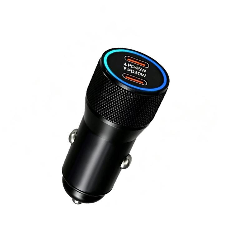 M23 Aluminum Alloy 75W PD45W + PD30W Supports PD3.0/PPS Protocol Car Charger(Black)