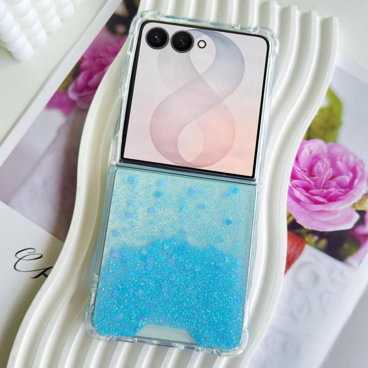 For Galaxy Z Flip8 5G Sequins Glitter Gradient Epoxy TPU Phone Case(Blue)