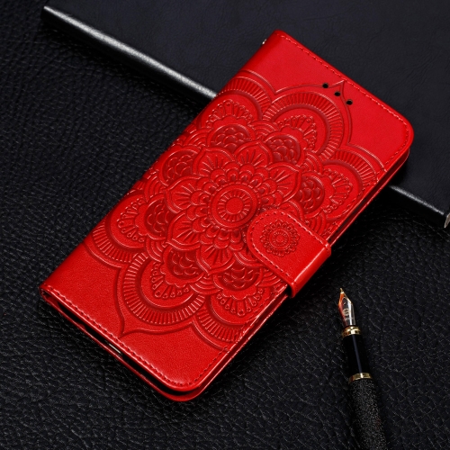 

For iPhone 11 Mandala Embossing Pattern Horizontal Flip Leather Case, with Holder & Card Slots & Wallet & Photo Frame & Lanyard(Red)