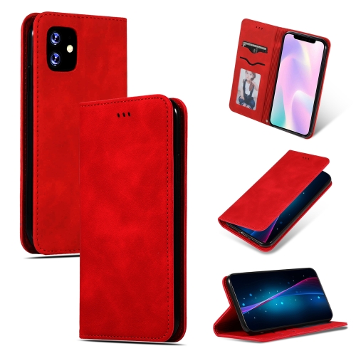 

For iPhone 11 Retro Skin Feel Business Magnetic Horizontal Flip Leather Case (Red)