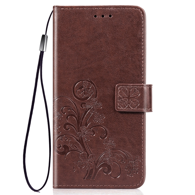 

Four-leaf Clasp Embossed Buckle Mobile Phone Protection Leather Case with Lanyard & Card Slot & Wallet & Bracket Function for iPhone 11 Pro(Brown)