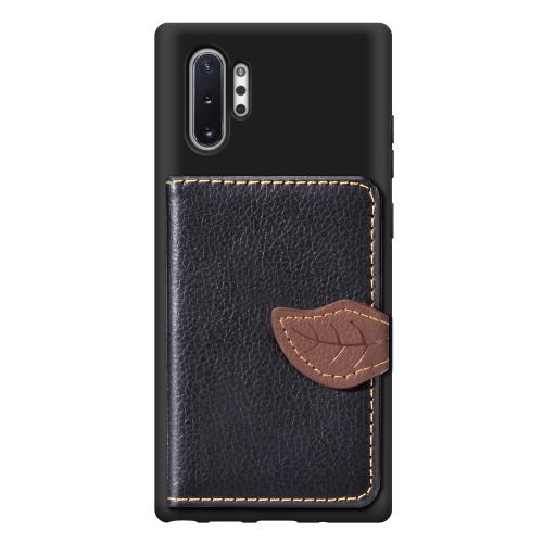 

Leaf Buckle Litchi Texture Card Holder PU + TPU Case with Card Slot & Wallet & Holder & Photo Frame for Galaxy Note 10+(Black)