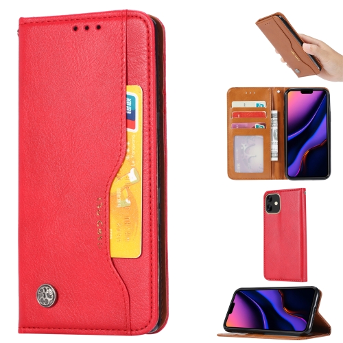 

For iPhone 11 Knead Skin Texture Horizontal Flip Leather Case , with Photo Frame & Holder & Card Slots & Wallet(Red)