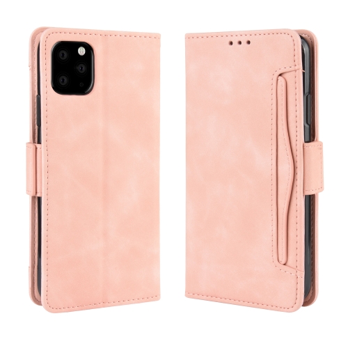 

Wallet Style Skin Feel Calf Pattern Leather Case For iPhone 11 Pro Max ,with Separate Card Slot(Pink)