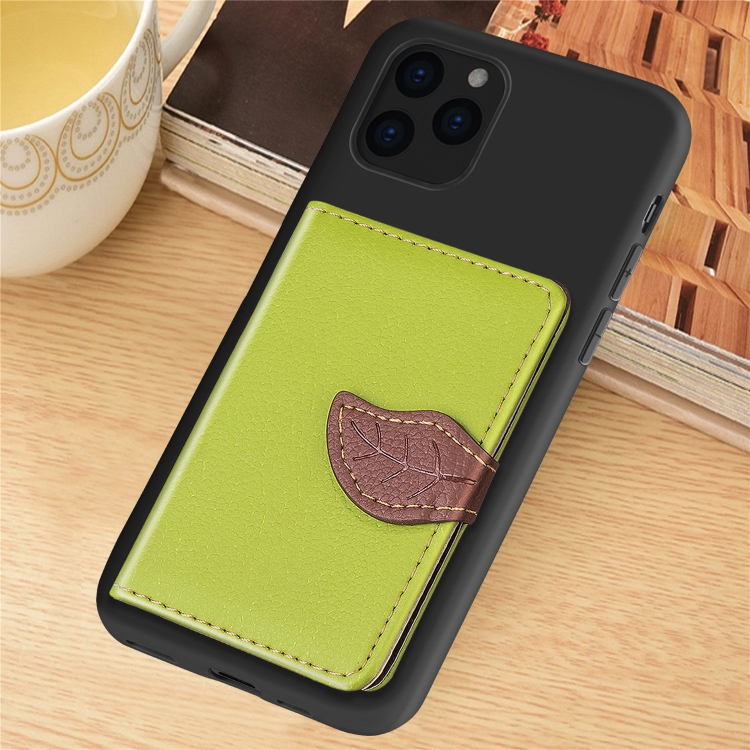 

For iPhone 11 Pro Max Litchi Pattern Card Bag Wallet Bracket + TPU Phone Case with Card Slot Wallet Bracket Function(Green)