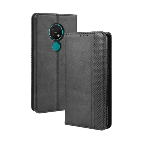 

For Nokia 7.2 / Nokia 6.2 Magnetic Buckle Retro Crazy Horse Texture Horizontal Flip Leather Case , with Holder & Card Slots & Photo Frame(Black)