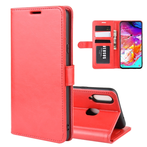 

For Galaxy A20s R64 Texture Single Fold Horizontal Flip Leather Case with Holder & Card Slots & Wallet(Red)