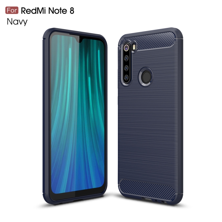 

For Xiaomi Redmi Note 8 Brushed Texture Carbon Fiber TPU Case(Navy Blue)