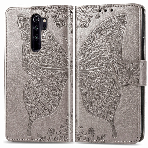 

For Xiaomi Redmi Note 8 Pro Butterfly Love Flower Embossed Horizontal Flip Leather Case with Bracket / Card Slot / Wallet / Lanyard(Gray)
