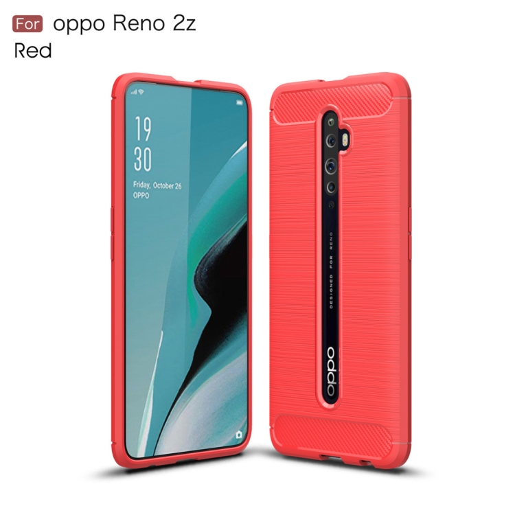 

For OPPO Reno 2Z Brushed Texture Carbon Fiber TPU Case(Red)