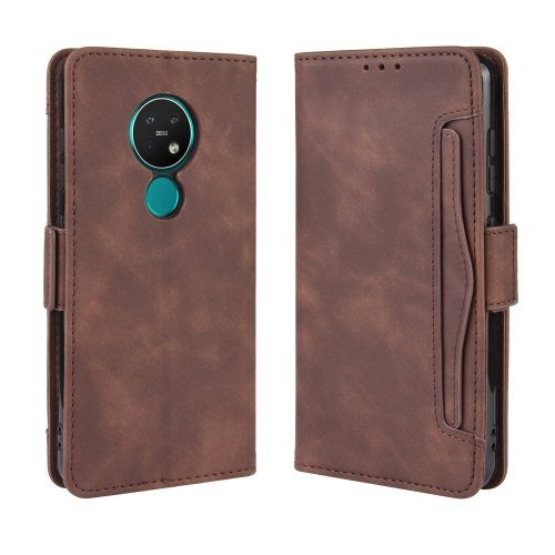 

For Nokia 7.2 / 6.2 Wallet Style Skin Feel Calf Pattern Leather Case ，with Separate Card Slot(Brown)