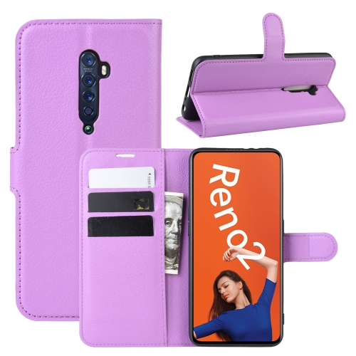 

For OPPO RENO2 Litchi Texture Horizontal Flip Leather Case with Wallet & Holder & Card Slots(Purple)