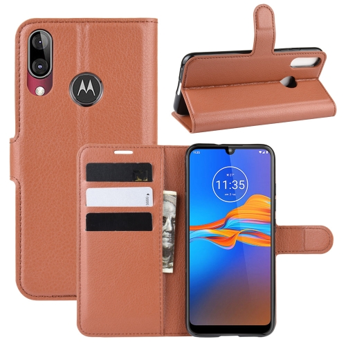 

For MOTO E6 Plus Litchi Texture Horizontal Flip Leather Case with Wallet & Holder & Card Slots(Brown)