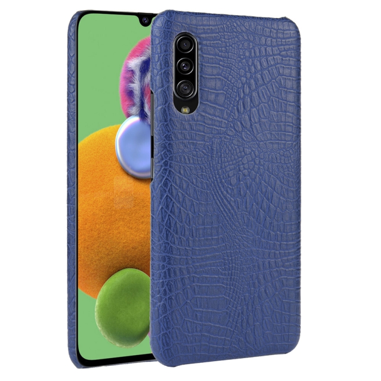 

For Galaxy A90 5G Shockproof Crocodile Texture PC + PU Case(Blue)