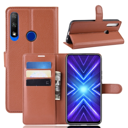 

For Huawei Honor 9X Fingerprint Version Litchi Texture Horizontal Flip Leather Case with Wallet & Holder & Card Slots(Brown)