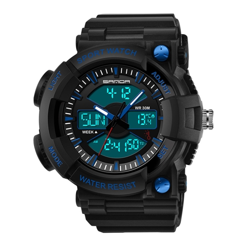 SANDA 766 Watch Sports Trend Outdoor Multi Functional Dual Display Time Watch Student Waterproof Electronic Watch