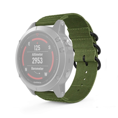 

For Garmin Fenix 3 / 5X Universal 26MM Three-ring Nylon Watch Band(Army Green)