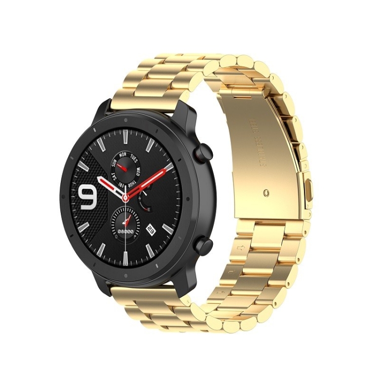 SUNSKY - Adecuado para Samsung Gear S2 Sport / Galaxy Watch Active 2  Universal 20mm Acero inoxidable Correa de metal de acero inoxidable Hebilla  de mariposa Tres perlas (oro)