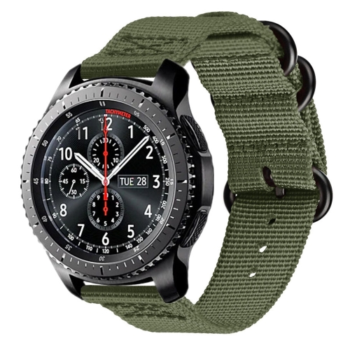 

For Samsung Galaxy Watch Active 2 18mm / Gear S3 Nylon Three-ring Watch Band(Army Green)