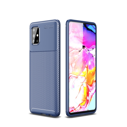 

For Galaxy A71 Carbon Fiber Texture Shockproof TPU Case(Blue)